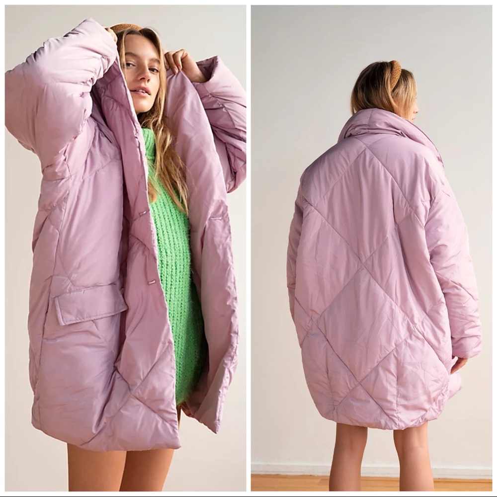 NWT Free People Ella Oversized Puffer Jacket Cost Wisteria Dawn Purple Size XL